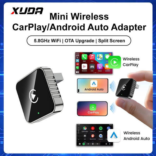 XUDA Mini L9 CarPlay Wireless Adapter 2-in-1 WLAN 5.8G Android Auto Dongle in Schwarz - Bild 1