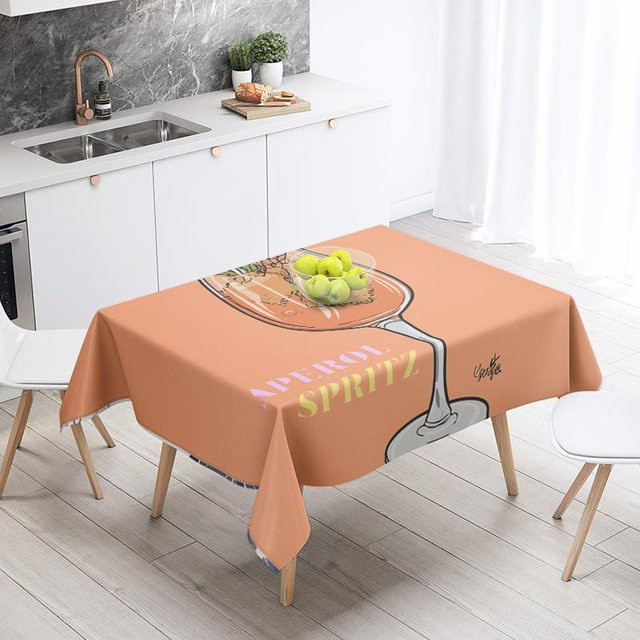 JINGYUE Pet Tischdecke im nordischen Stil mit abstraktem Grafikmuster, wasserabweisend und ölabweisend, Farbe: Orange, B/T: 100 x 145 cm - Bild 1