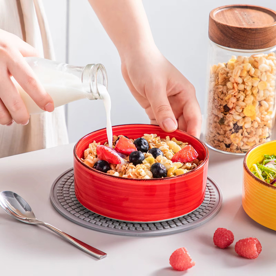 vancasso Keramik Schüssel Set mit handbemaltem Spiralmuster in Multicolour für Obst, Müsli oder Ramen - Bild 4