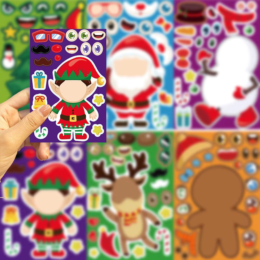 8er Set Weihnachtsmann und Weihnachtsbaum Aufkleber mit Gesichtern in Multicolour für Helm, Fahrrad und Schreibwaren von BulingBulingStickers Shop - Bild 3