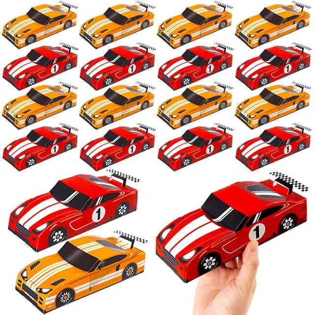 ZQNYCY Racing Auto Thema Geschenkboxen aus Papier für Kindergeburtstage und Partys, Rot, 10 oder 20 Stück - Bild 1