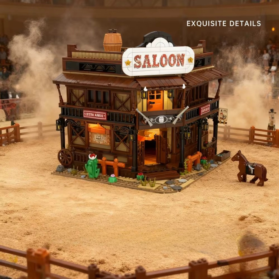 SixBricks MOC Wild West Gold Rush Saloon Bar, Western, Bausteine Set - Bild 2