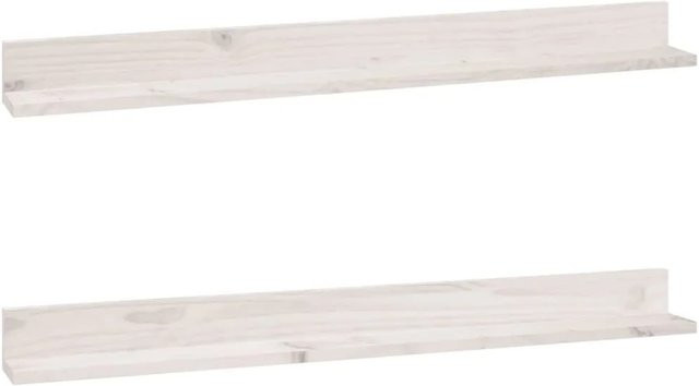 vidaXL Wandregale Set aus Massivholz Kiefer in Weiß, 2 Stück, B/H/T: 110 x 11 x 9 cm - Bild 1