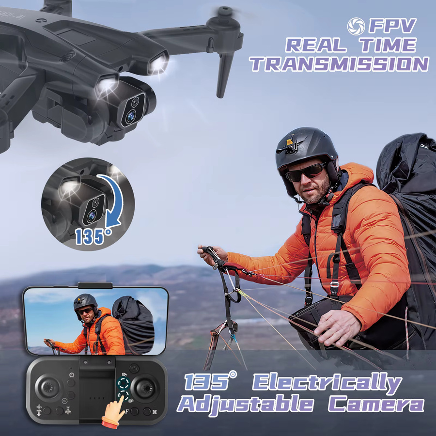 morlyrctooy Mini-Drohne, RC-Quadcopter, 1080P HD-Kamera, faltbar, 2 Batterien - Bild 3