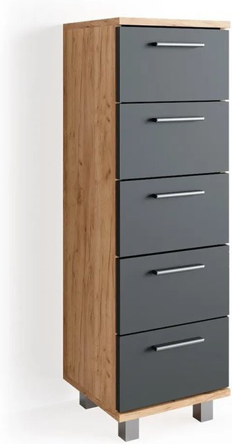 Vicco Beistellschrank Ilias Badschrank in Eiche und Anthrazit B/T/H: 30 x 30 x 95 cm - Bild 1