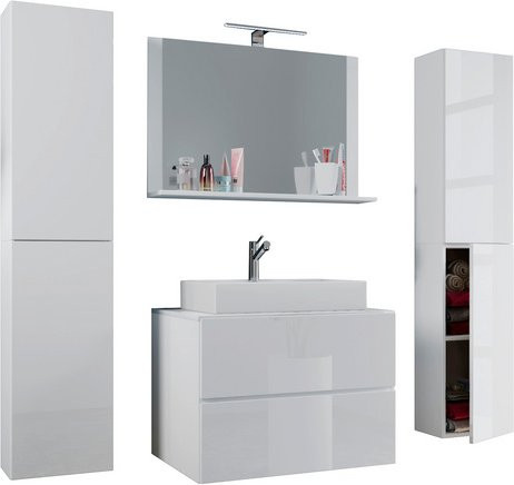 VCM Badmöbel Set Lendas 5-teilig in Weiss mit Waschplatz und Hochschränken B/H/T: 60 x 151 x 52 cm - Bild 1