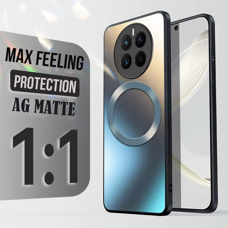 AG Matte Silikon-Hartschale für Huawei Mate 60 50 40 30 Pro mit magnetischer kabelloser Ladefunktion in Weiß - Bild 5