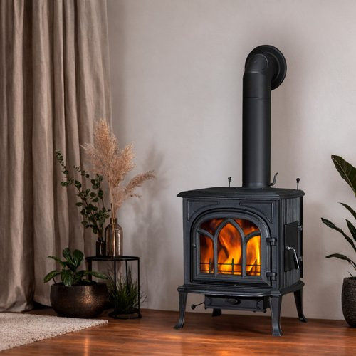 GLOBEFIRE Gussofen Mercury aus Gusseisen in Schwarz mit 7,7 kW Leistung - Bild 1