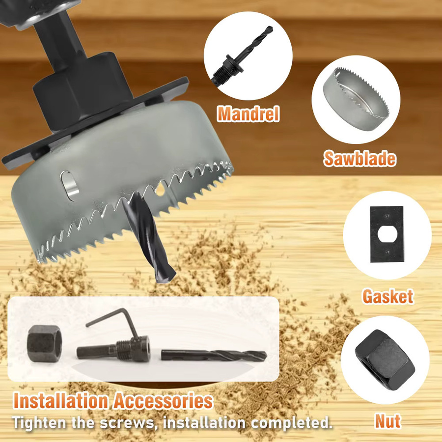 SHENSEN Lochsägen-Set in Silber, 17-teiliges Set zum Bohren und Schneiden von Holz, Gipskarton, PVC, Kunststoff, MDF und Metall - Bild 5