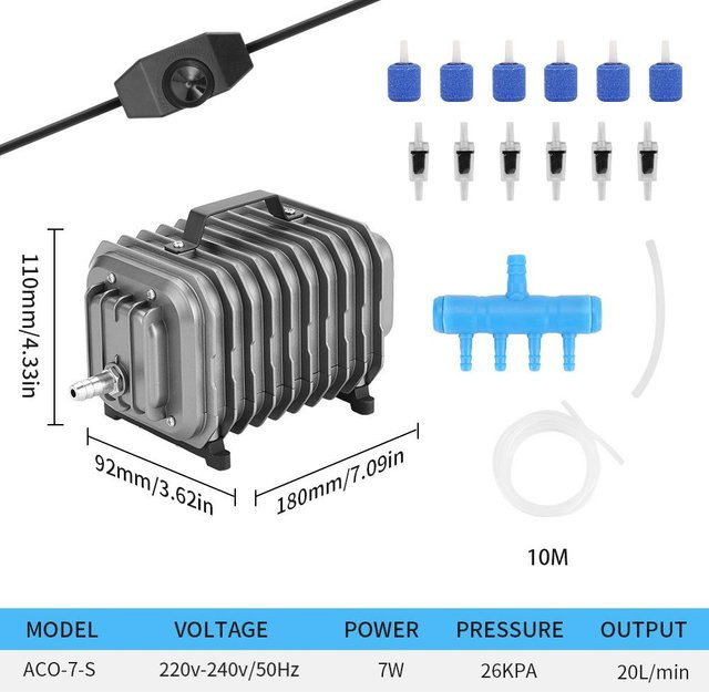 Hailea Elektromagnetische Luftpumpe ACO208/308/318 für Aquarien und Teiche in Grau - Bild 1
