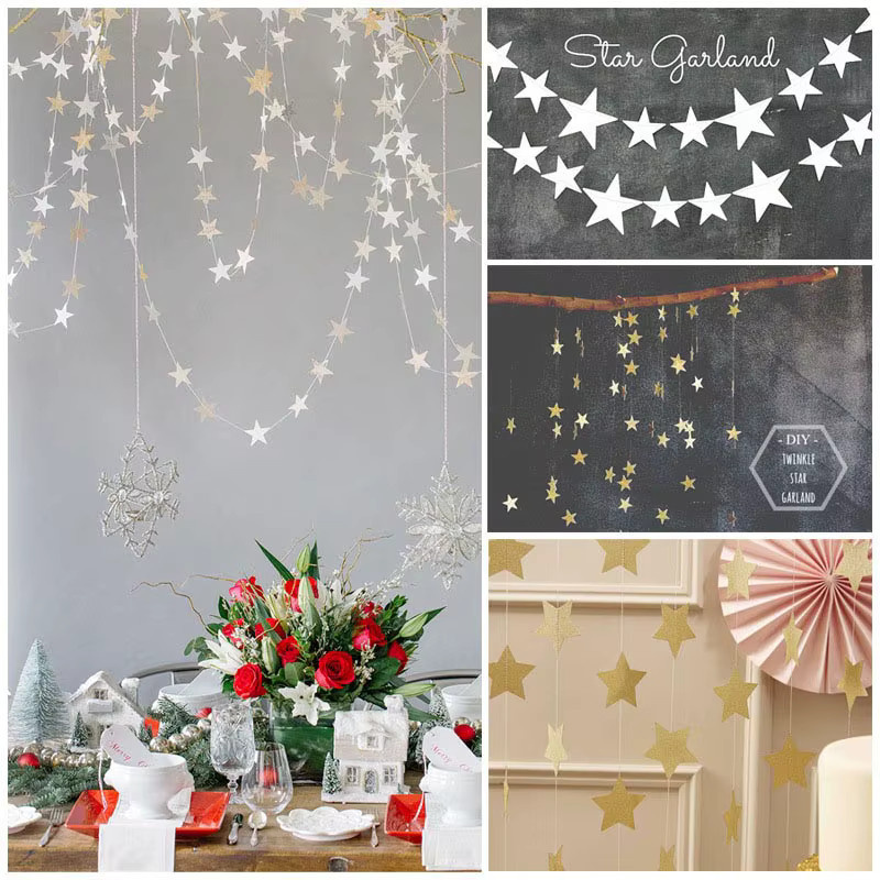 4M Stern Girlande aus Papier in Gold und Silber für Hochzeiten, Geburtstage und Babypartys - Bild 2