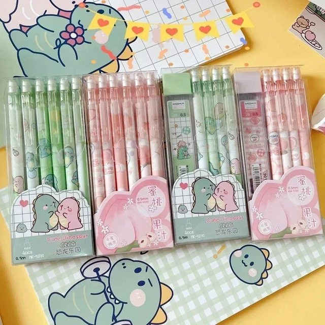 Haile Mechanischer Bleistift mit Cartoon-Design und Radiergummi, 2B Graphit, für Schule und Studium - Bild 1
