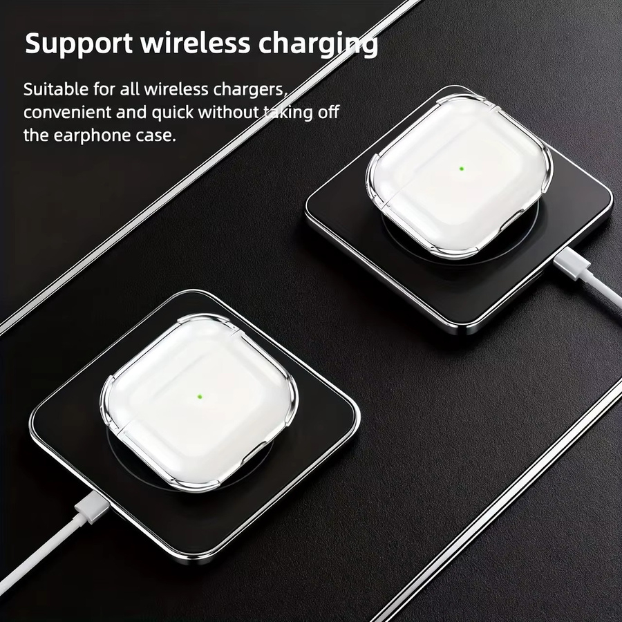 Transparente Schutzhülle für Apple AirPods Pro 3 mit Reinigungsstift und Schlüsselanhänger, Farbe: Transparent/Grün - Bild 2