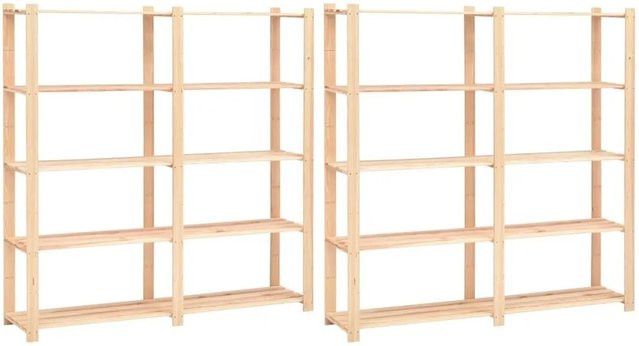 vidaXL Lagerregale Set aus 2 Stück aus Kiefer-Massivholz mit 5 Böden, H x B x T: 170 x 38 x 170 cm - Bild 1
