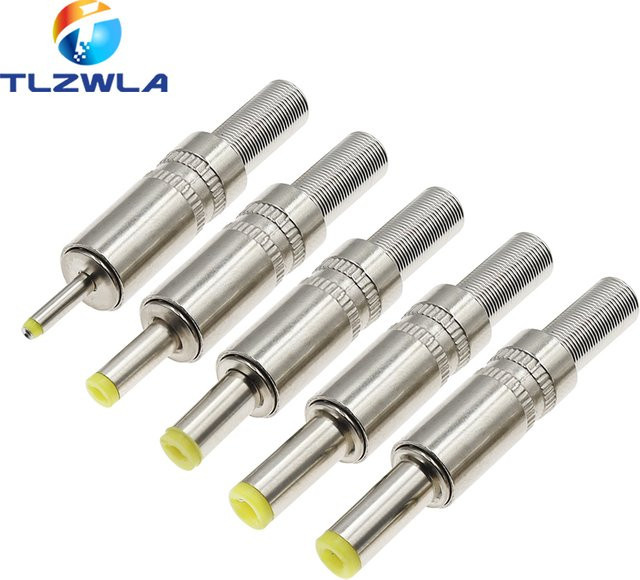 5er Set DC Power Jack Stecker Adapter aus Metall in Gelb und Silber mit verschiedenen Größen 5,5x2,5 mm, 5,5x2,1 mm, 4,8x1,7 mm, 4,0x1,7 mm und 2,5x0,7 mm - Bild 1