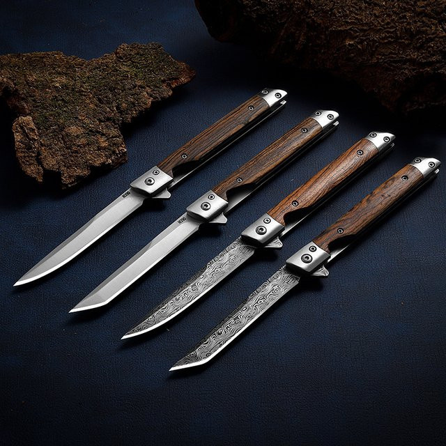 ALLWIN HOUSEWARE W Taschenmesser aus Edelstahl mit Holzgriff und Schutzhülle in Silber - Bild 1