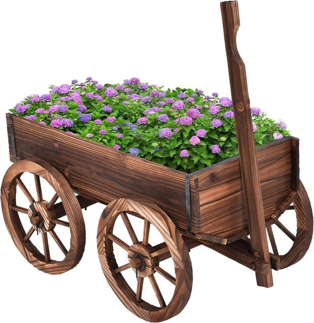 Blumenwagen aus Tannenholz von COSTWAY in Braun, B/T/H: 120 x 43 x 53,5 cm - Bild 1