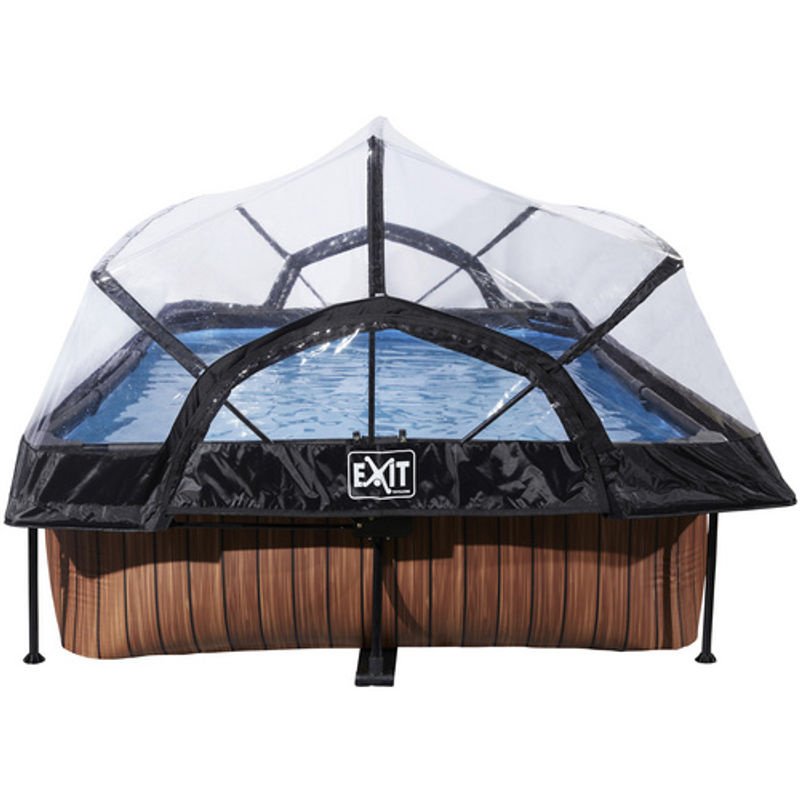 EXIT Wood Pool Braun mit Abdeckung und Filterpumpe B/T/H: 300 x 200 x 65 cm - Bild 3