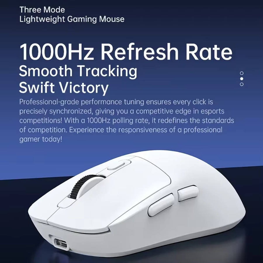 Kebidumei Kabellose Gaming Maus mit 8000 DPI, Bluetooth und 2,4 GHz Verbindung, Wiederaufladbare Maus mit 6 Tasten in Weiß - Bild 6