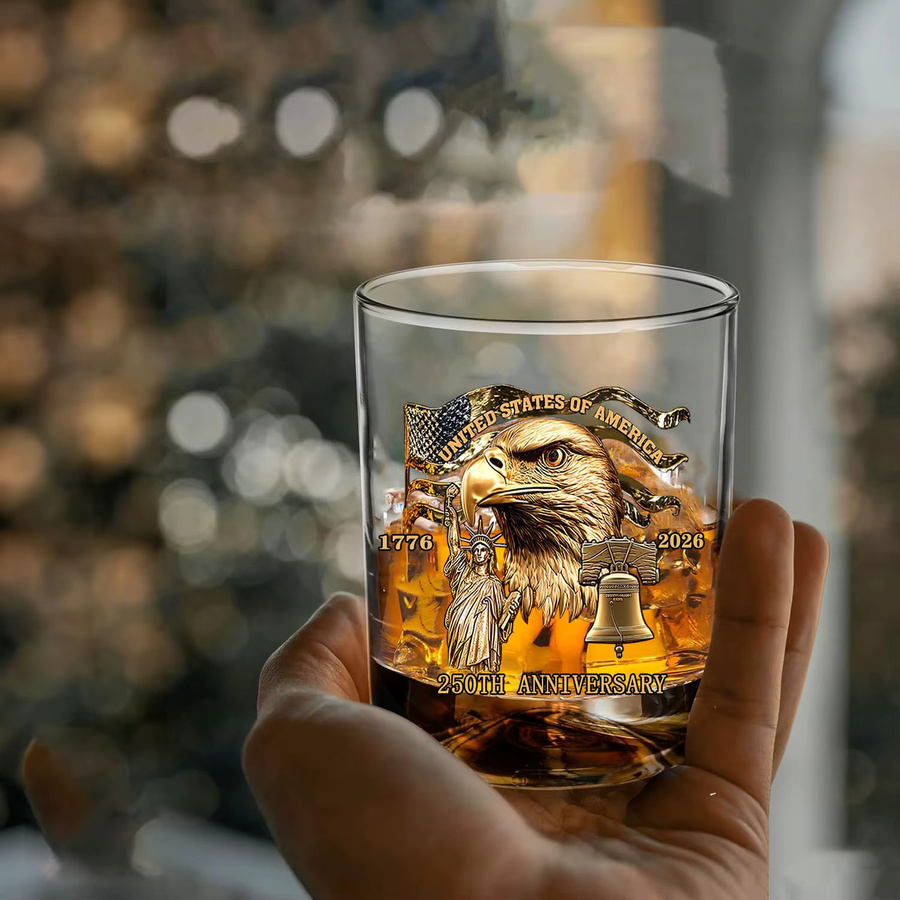 YWDL Amerika 250th Anniversary Whiskyglas Tumbler aus Glas, Transparent, 325 ml - Bild 2