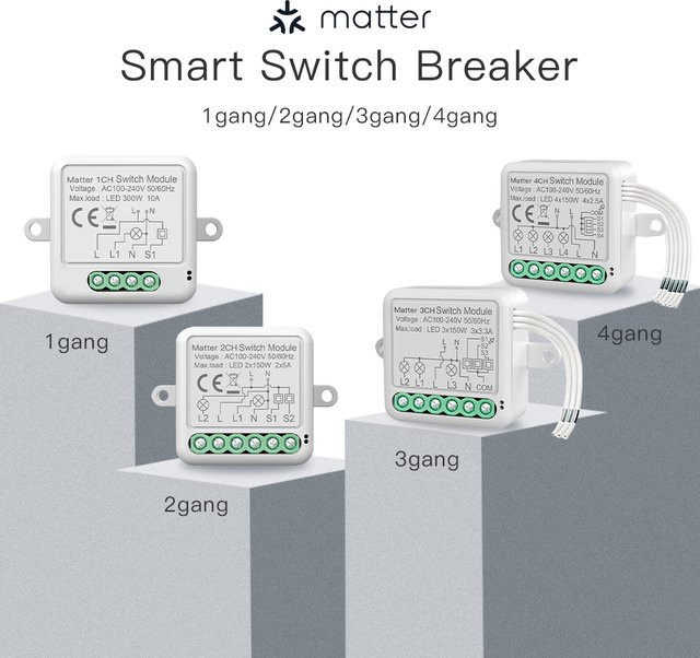HIMOJO Matter WIFI Smart Switch Modul Relais Breaker in Weiß zur kabellosen Steuerung mit Siri, Alexa und Google Home - Bild 1