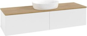 V&B Waschtischunterschrank Antao ohne Frontstruktur in Eiche Honig und Weiß lackiert, B: 160 cm, T: 50 cm - Bild 1