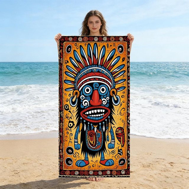 JMG Household Supplies Strandtuch im Vintage-Design, Saugfähiges Ethnic-Handtuch für Strand und Pool, Mehrfarbig, B/T: 70 x 140 cm - Bild 1