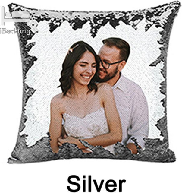 iBedding Pailletten-Kissenhülle in Silber, B/B: 40 x 40 cm - Bild 1