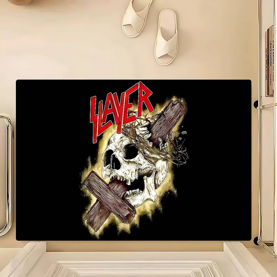 Karpetti Rutschfeste Fußmatte S-Slayer Heavy Metal Band Design, Schwarz, B/T: 80 x 50 cm - Bild 3