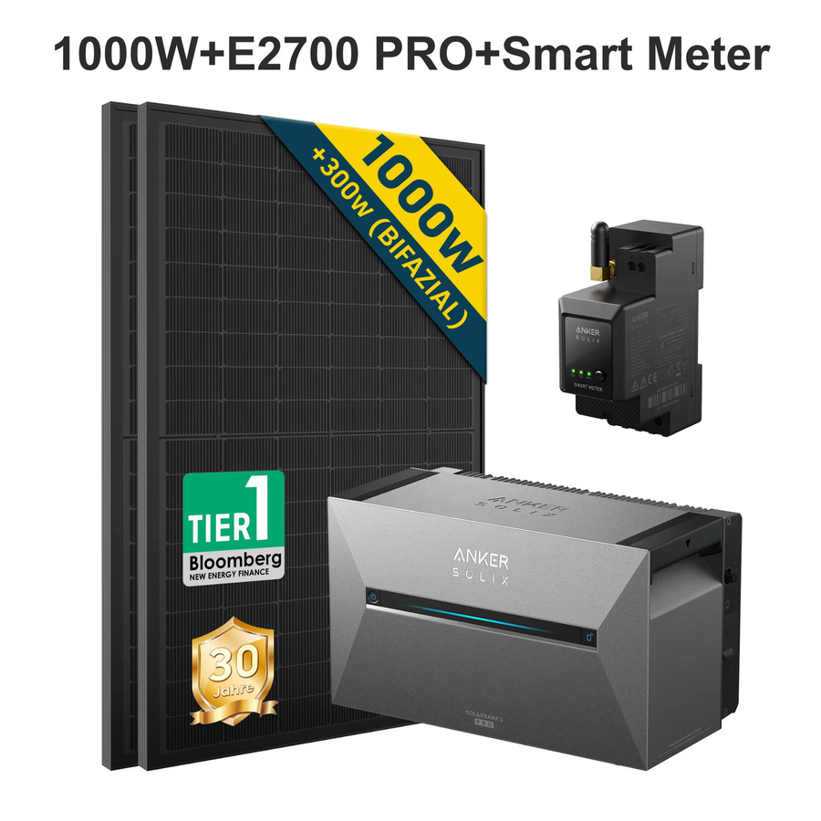 Anker SOLIX E2700 3 Pro Powerstation in Grau inklusive 2x 500W Solarmodulen und Smart Meter - Bild 5