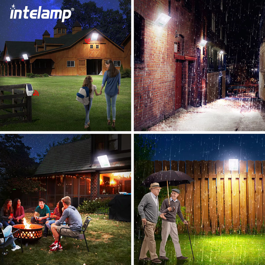 intelamp Solar-Bewegungssensorleuchten für Außenbereich mit Fernbedienung, 170 LED Wandleuchten in Weiß für Garten und Hof, B/T/H: 23,62 x 19,3 x 6,0 cm - Bild 2