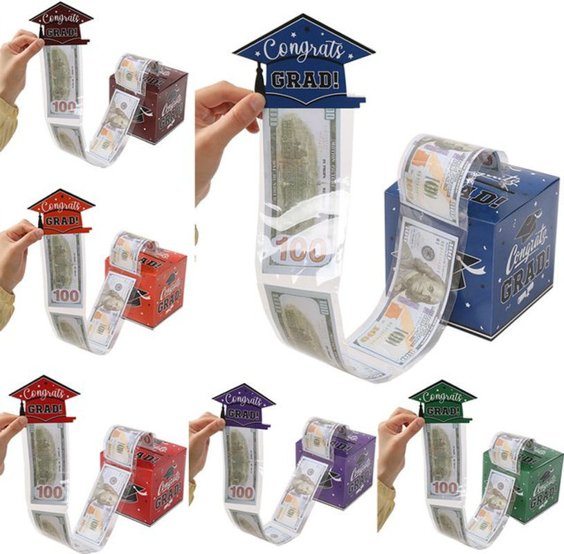 Bargeld-Geschenkbox für die Abschlussfeier 2025, Spardose aus Kunststoff in Braun - Bild 1