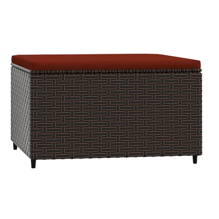 vidaXL Gartenhocker aus Poly-Rattan mit Kissen in Braun - Bild 2