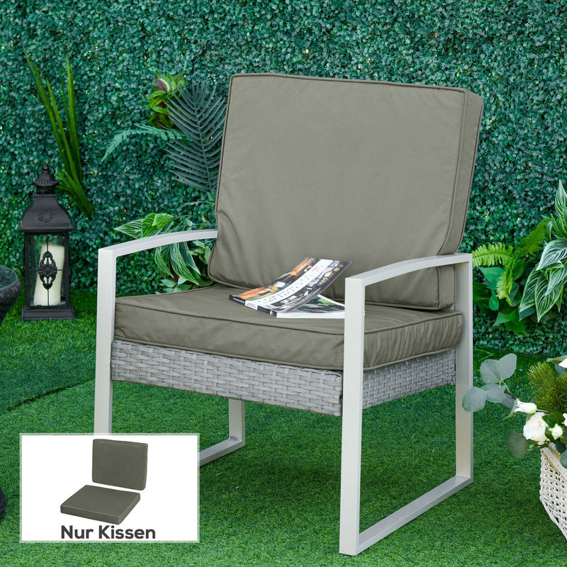 Outsunny 2er-Set Sitzkissen Dunkelgrau mit abnehmbarem Waschbarem Bezug, B/T: 56 x 52 cm, Höhe: 7 cm - Bild 2