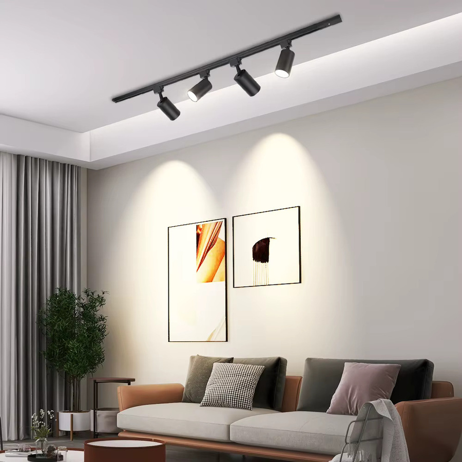 DIBILUN LED Schienenbeleuchtung Set in Schwarz mit austauschbaren GU10 Strahler für Wohnzimmer und Bekleidungsgeschäfte - Bild 2
