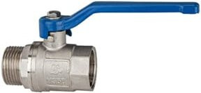 Riegler Kugelhahn valve line mit blauem Handhebel aus Messing, verchromt, IG/AG, G 1 1/2 Zoll - Bild 1