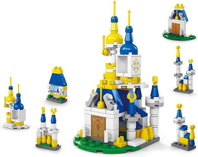 Affenmann 6 in 1 Stadt Baumaschine Polizeiwagen Mech Dinosaurier Panzer Hubschrauber Feuerwehr, Bausteine, Blau - Bild 1
