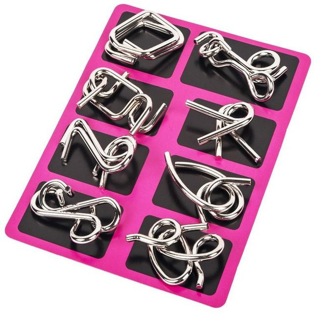 Linyi toy Montessori Puzzle, Metall, rosa, 8-teiliges Set, ab 14 Jahren - Bild 1