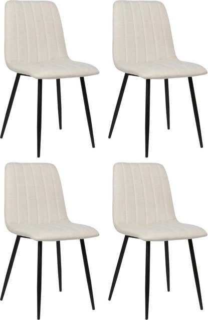 4er Set Esszimmerstühle DELUKE LENZ in Creme mit Stoffbezug und Metallgestell, H x B x T: 88 x 45 x 53 cm - Bild 1