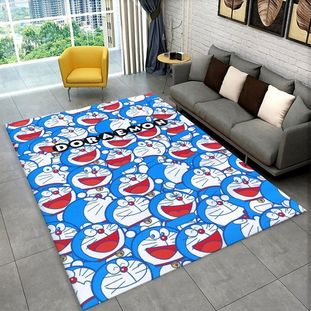 MINISO Doraemon Anime Teppich in Blau, rutschfeste Bodenmatte für Kinderzimmer, Schlafzimmer und Wohnzimmer - Bild 1