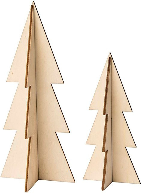 Rico Design Stecktannen gezackt aus Holz, 2 Stück für Weihnachten - Bild 1