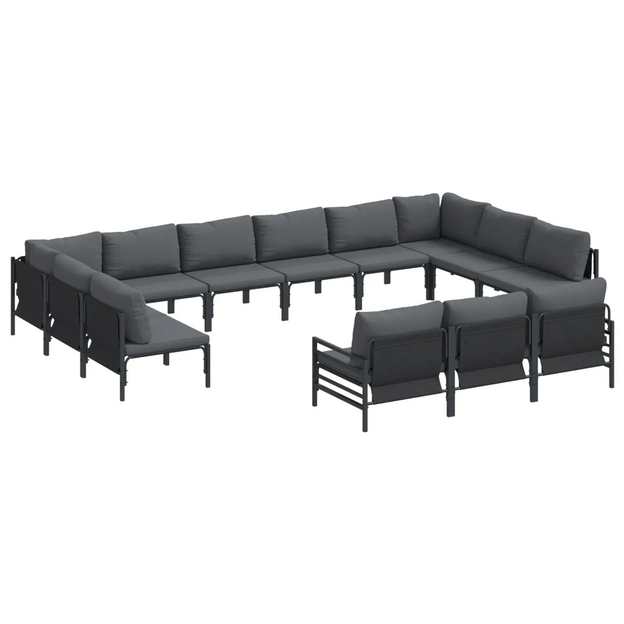 vidaXL Garten-Sofa-Set 13-teilig aus Stahl in Anthrazit - Bild 2