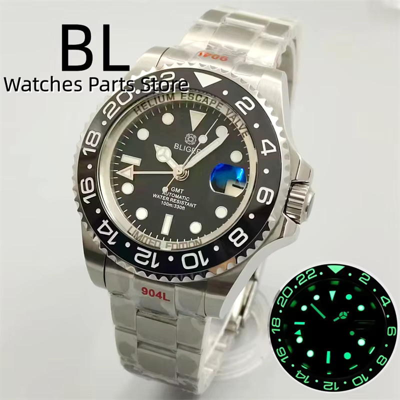BLIGER Armbanduhr Automatik, Edelstahl, 43 mm, Schwarz, Herren - Bild 2