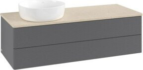V&B Antao Waschtischunterschrank mit Frontstruktur und LED-Beleuchtung, Anthrazit lackiert, B/T/H: 120 x 36 x 50 cm - Bild 1