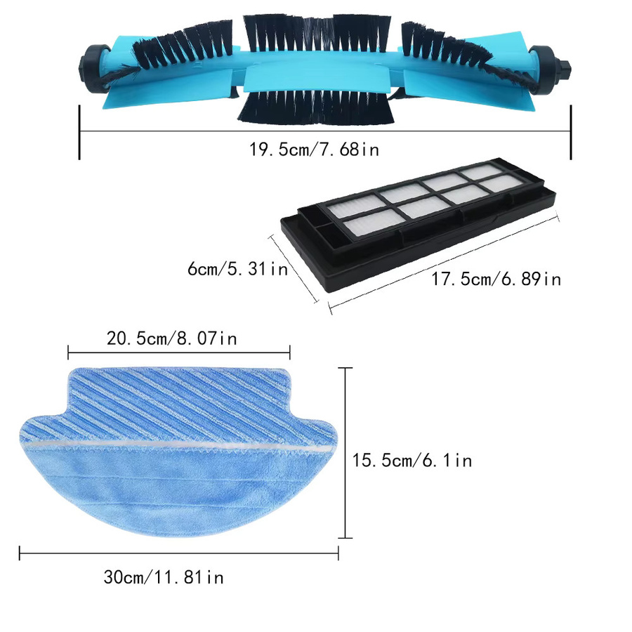 Ersatzteil-Set für Cecotec Conga 3090 3091 3092 Roboter-Staubsauger mit HEPA-Filter, Wischpad, Hauptbürste und Seitenbürsten - Bild 2