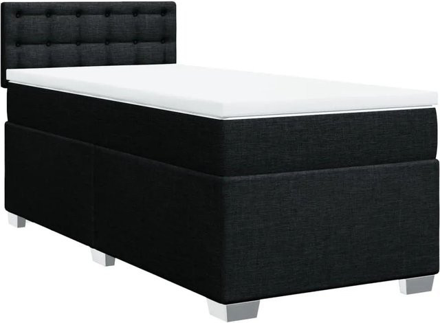 vidaXL Boxspringbett mit Matratze Schwarz, Hybridbett mit USB-Ladeport und Unterbettbeleuchtung, B/T: 90 x 190 cm - Bild 1