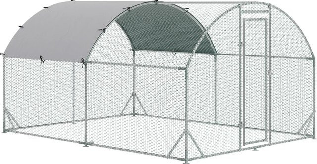 PawHut Hühnerstall aus Stahl und Oxford-Stoff in Silber, B/T/H: 380 x 280 x 197 cm - Bild 1