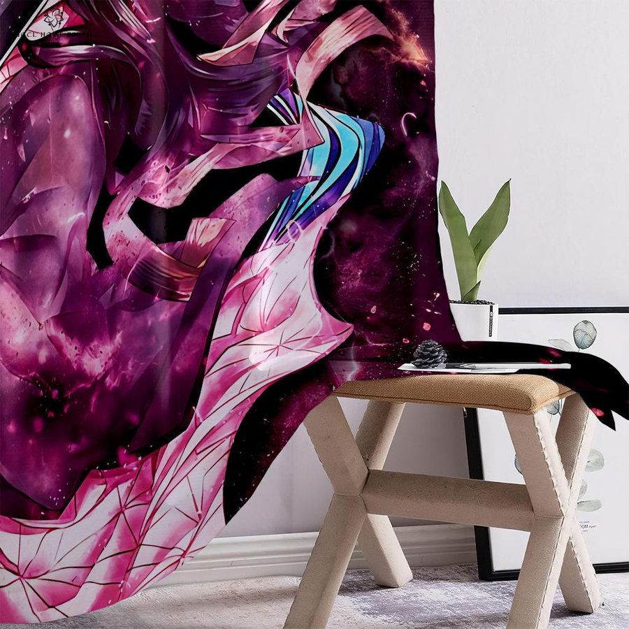 Yiran Furniture Anime Cartoon Vorhänge aus Polyester, 2er-Set, Mehrfarbig, Breite: 50 cm, Höhe: 130 cm - Bild 1