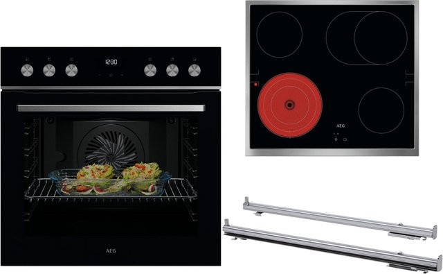AEG Einbaubackofen FHHS25M03 in Schwarz mit Heißluft, Grill und Glaskeramik-Front - Bild 1