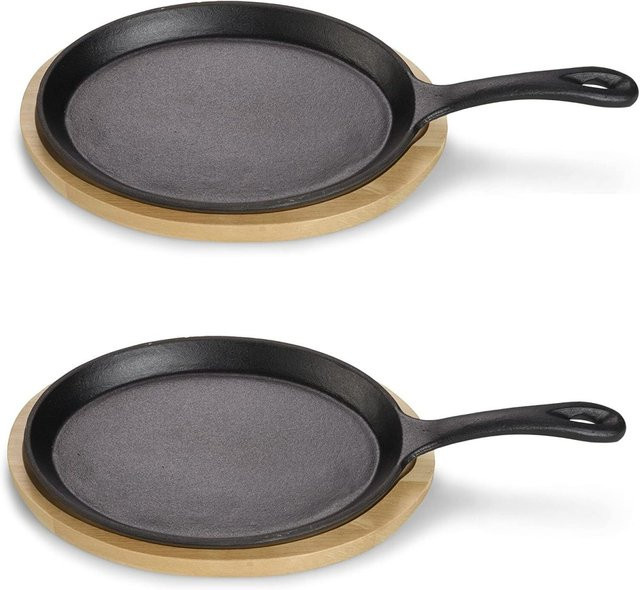 ECHTWERK Servierpfanne 2er-Set aus Gusseisen mit Emaille, schwarz, oval, Länge: 38 cm, Breite: 19 cm, Höhe: 2 cm - Bild 1